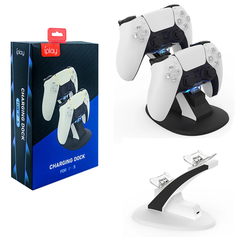 

PS5 Controller Charger Double USB Fast Charging Docking Station Stand & LED Indicator for PS 5 Controllers