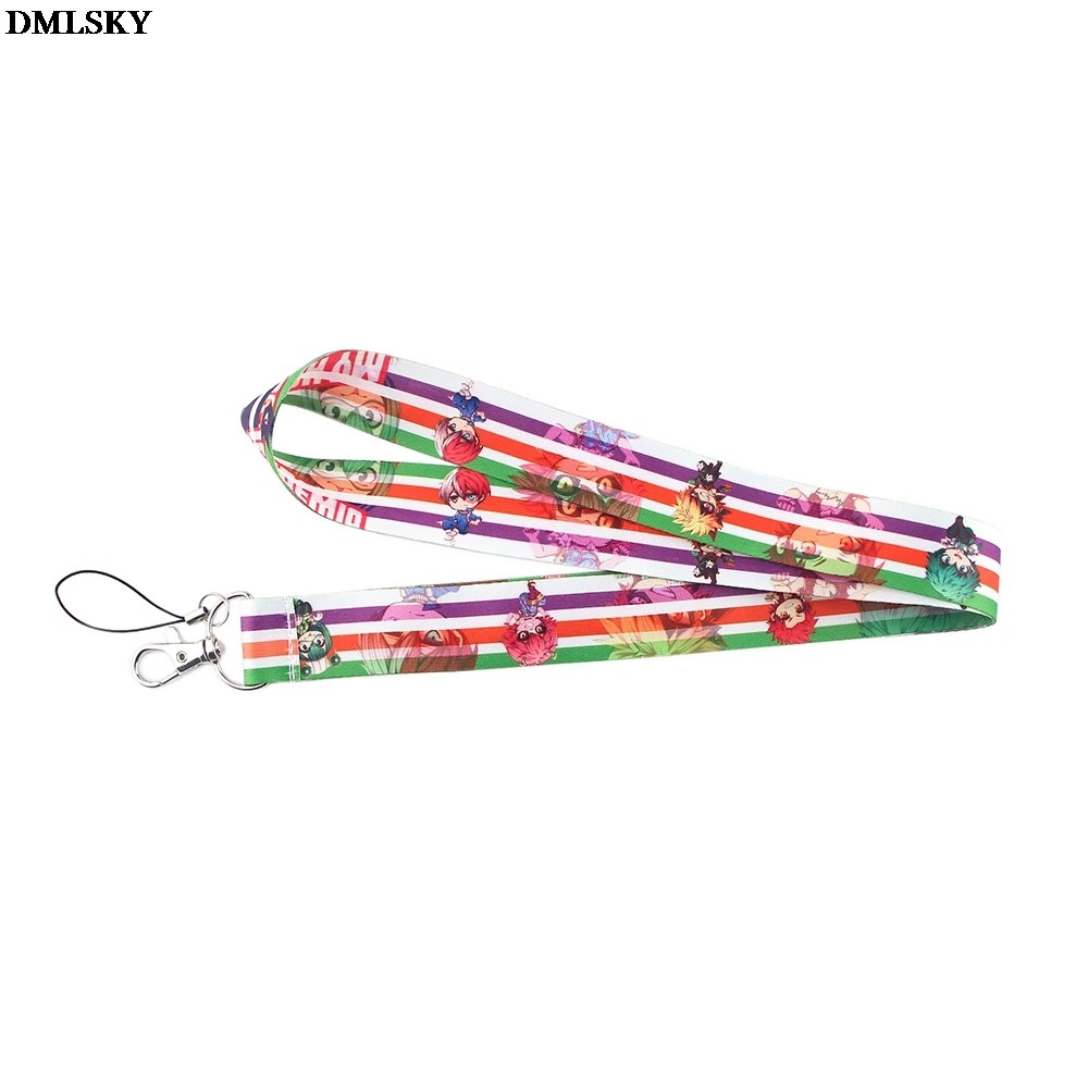 

24pcs/lot MD097 DMLSKY Anime Lanyard Keychain Black Lanyards for keys Badge ID Phone Rope Neck Straps Accessories Gifts