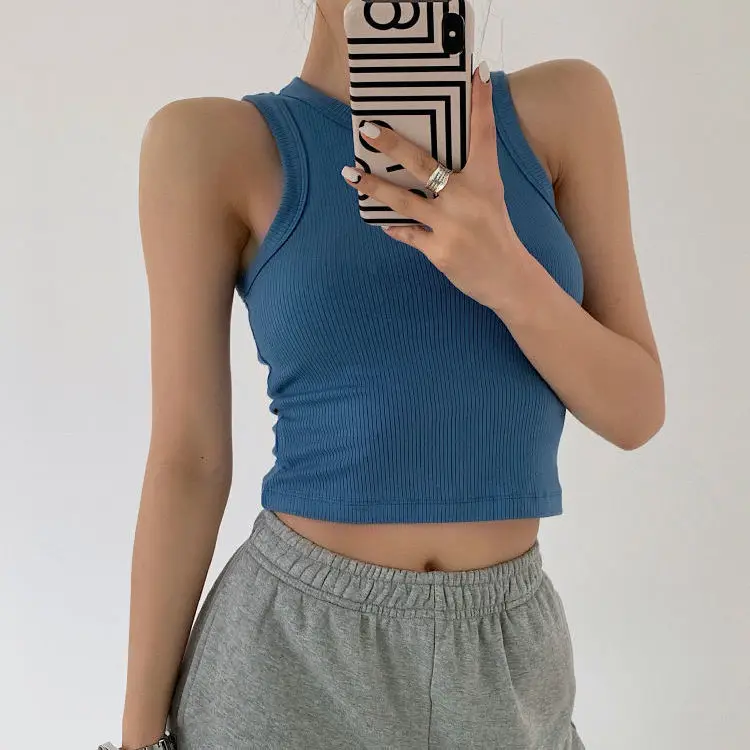 Корейские однотонные футболки без рукавов с открытыми плечами модный бренд