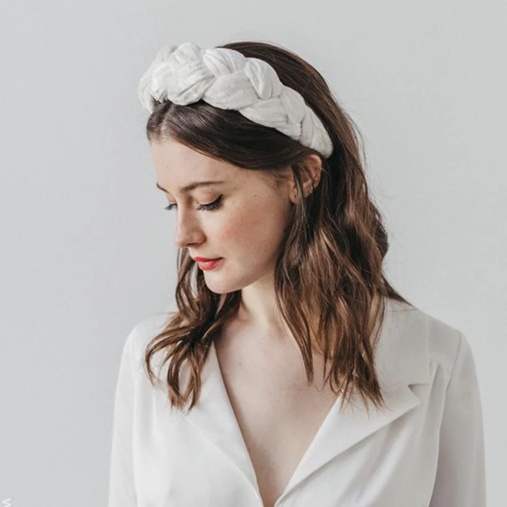 Корейский твист толстый бархатный ободок для волос сплошной цвет женские