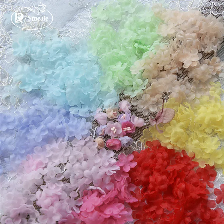1.5CM Color Organza Petals Baby Clothes Headwear Material Handmade 3D Flowers RS3797 | Дом и сад