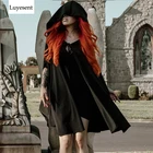 Женский плащ с капюшоном, черное пальто большого размера в стиле панк с завязками, верхняя одежда в готическом стиле, стиль Лолита, 2020