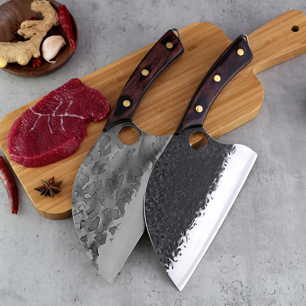 

XYj Serbian Butcher Knife 7 Inch Chef Chopping Cleaver Meat Vegetable Full Tang Stainless Steel Effort Saving Kitchen Knives