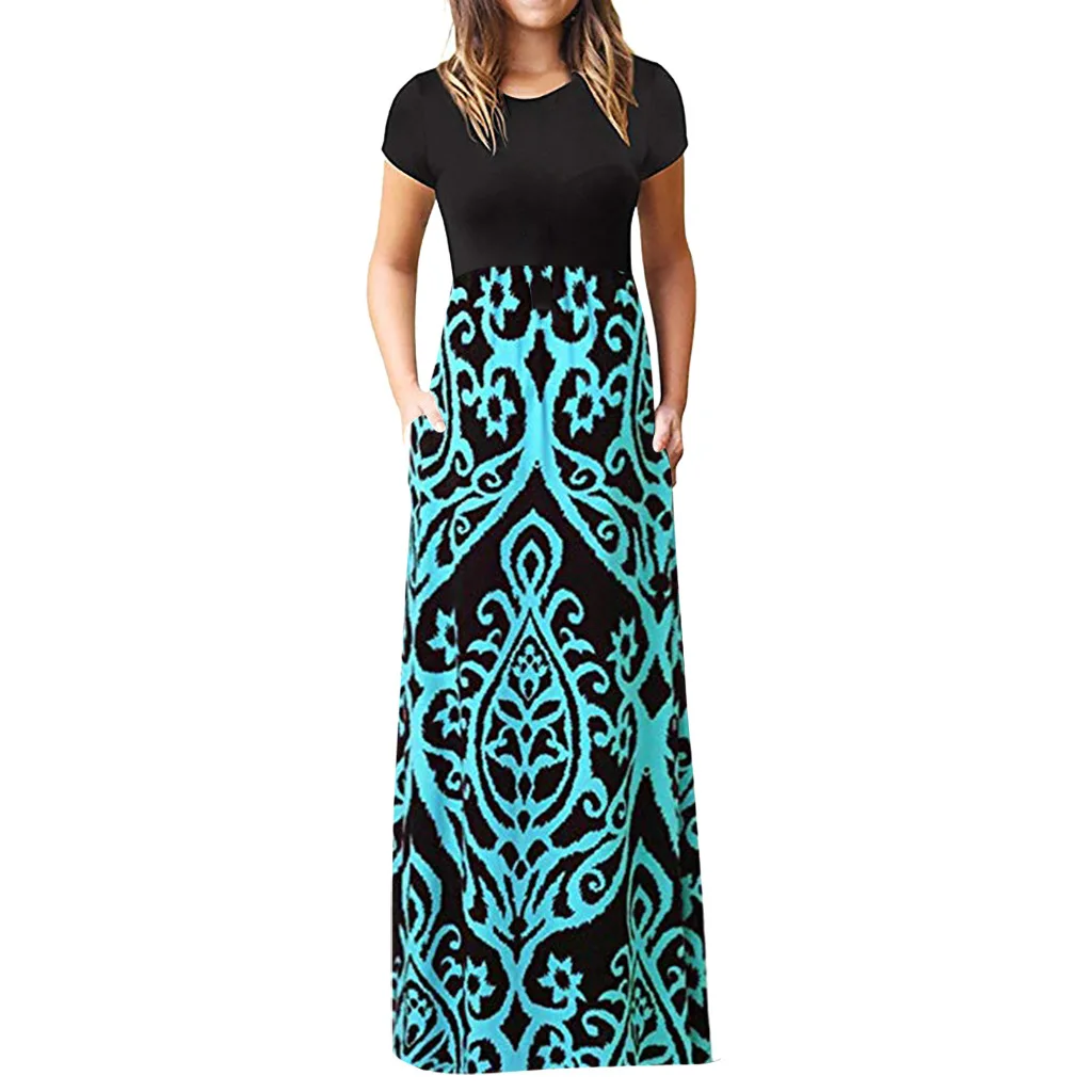 

2019 short sleeve printed dress long skirt color 22 yuan 12 colors