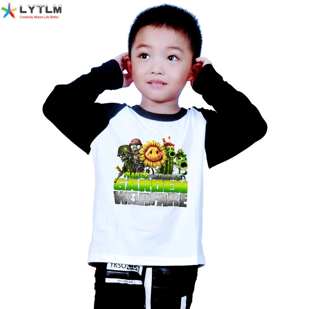 LYTLM/футболка для игры в сад, военные игры, Растения против Зомби, футболка, осень, одежда для мальчиков, рубашки для девочек, реглан, детские топы, vetement fille