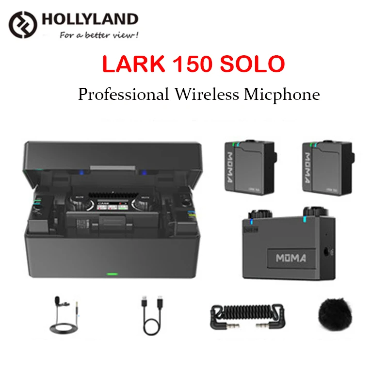 

Hollyland Lark 150 Duo Solo 2.4Ghz Microphone Wireless RX TX Kit Lavalier Microfone Mic for DSLR Camera iPhone Android Phones