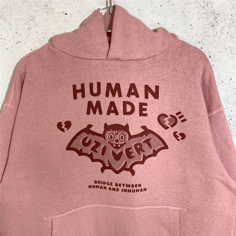 

Vintage Human Made Hoodie Men Women 1:1 Best Quality Heavy Fabric Bat Pattern Human Made Pullover Oversized Sweatshirts