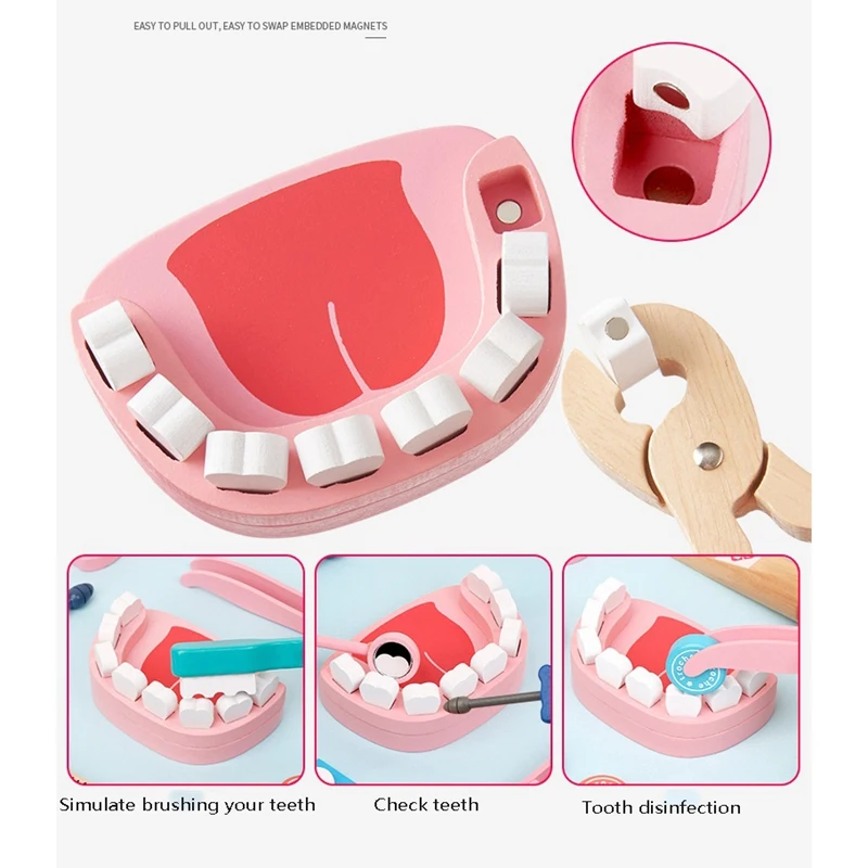 

Kids Toys Set Simulation Dentist Kit Toy Pretend Play Portable Cute Cartoon Knapsack Children Toys