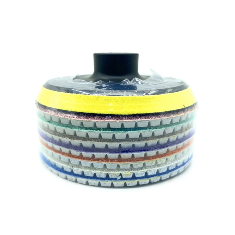 

8/9pcs Diamond Polishing Pads 4 Inch Wet/Dry Set for Granite Stone Grinding Disc