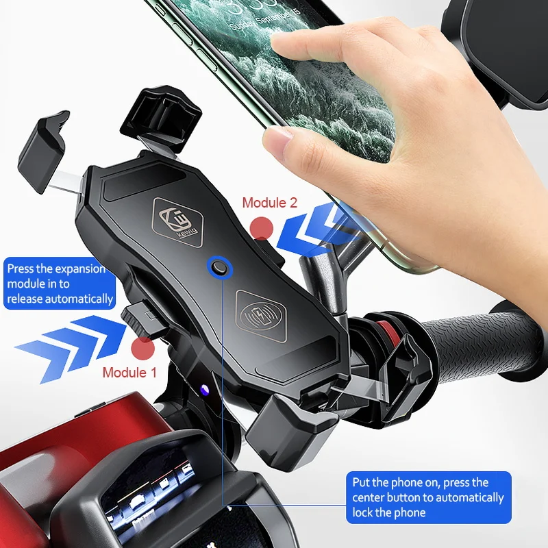 motorcycle phone holder 15w wireless charger fast charging phone stand qc3 0 usb charger handlebar phone mount for iphone xiaomi free global shipping