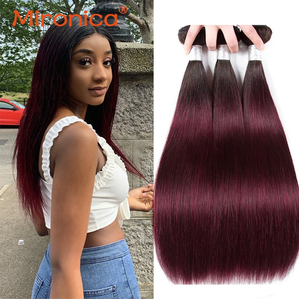

T1B/99J Ombre Human Hair Straight Bundles 1/3/4 Pcs Bundles 100% Human Hair Brazilian Hair Weave Bundles Remy Hair Extensions