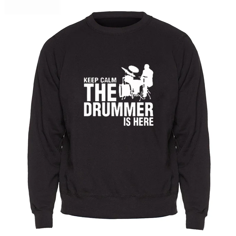 Keep Calm The Drummer Is Here стильная толстовка с круглым вырезом свитшоты зима осень черная