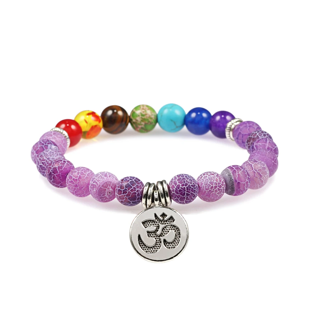 Мужские и женские браслеты чакры 7 цветов смешанные Исцеляющие кристаллы камень