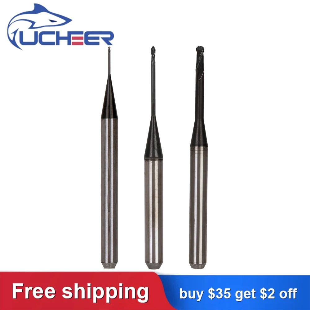 UCHEER 1pc/set cad cam dental burs Roland Milling Cutter DLC/DC Coating for Zirconia Block Available  0.6mm, 1.0mm, 2.0mm