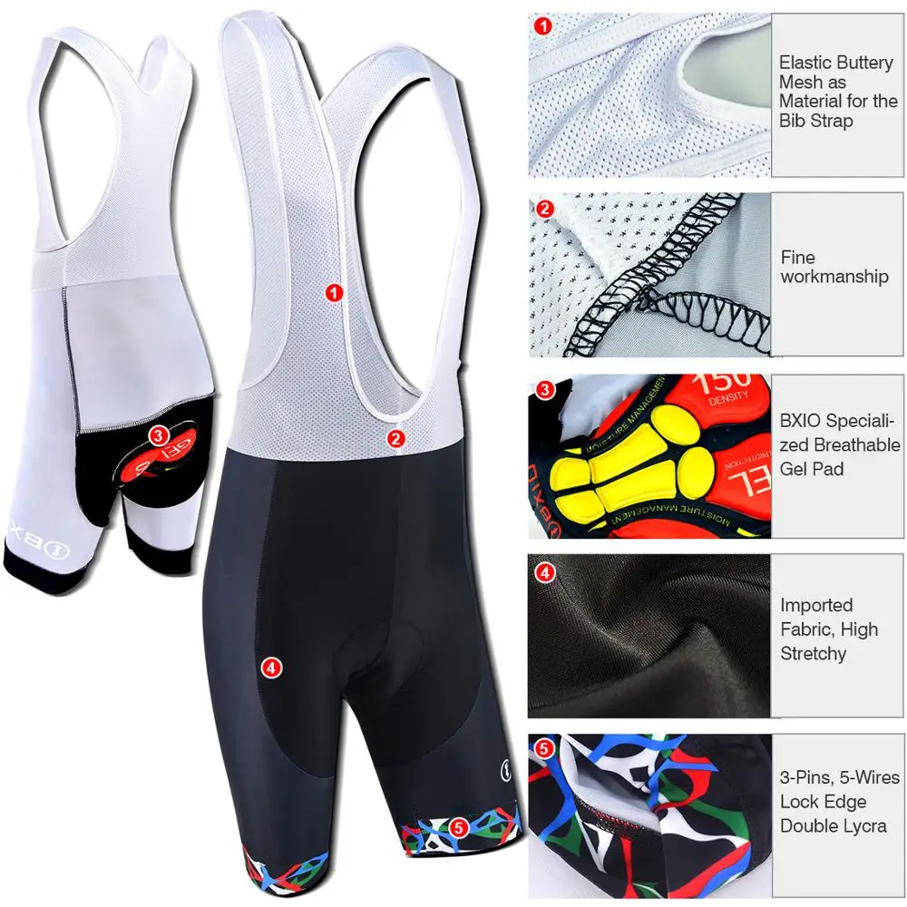 BXIO мужские велосипедные комплекты дышащие Красные модные вело Джерси 5D гелевые