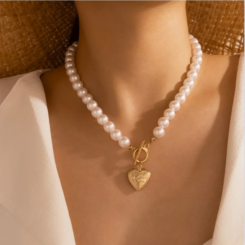 

Fashion Trendy Imitation Pearl Beads Choker Chain Necklace For Women Wedding Jewelry bead necklaces set цепочка на шею женская