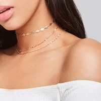 fashion carved chain collar necklace personality clavicle carved chain layered necklace trendy jewelry party accessories