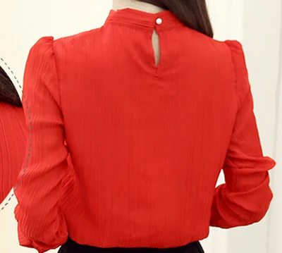 

Houthion Women's Blouses Retro Blouse Breasted Shirt New Solid Chiffon Summer Fashion Casual Long Sleeve Top Korean