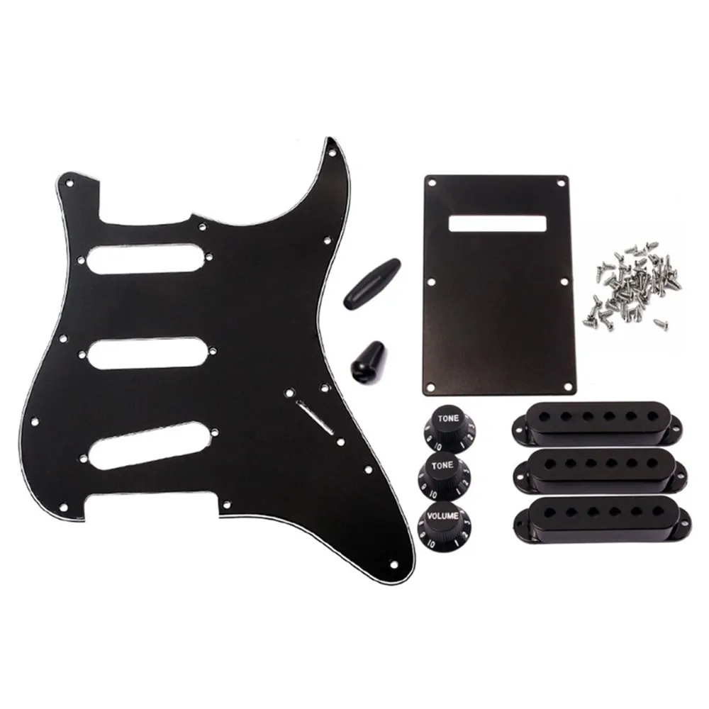 

SSS Electric Guitar Pickguard Back Plate Pickup Cover Knobs Tips Set For ST SQ Environmentally Friendly Guitar Accessories