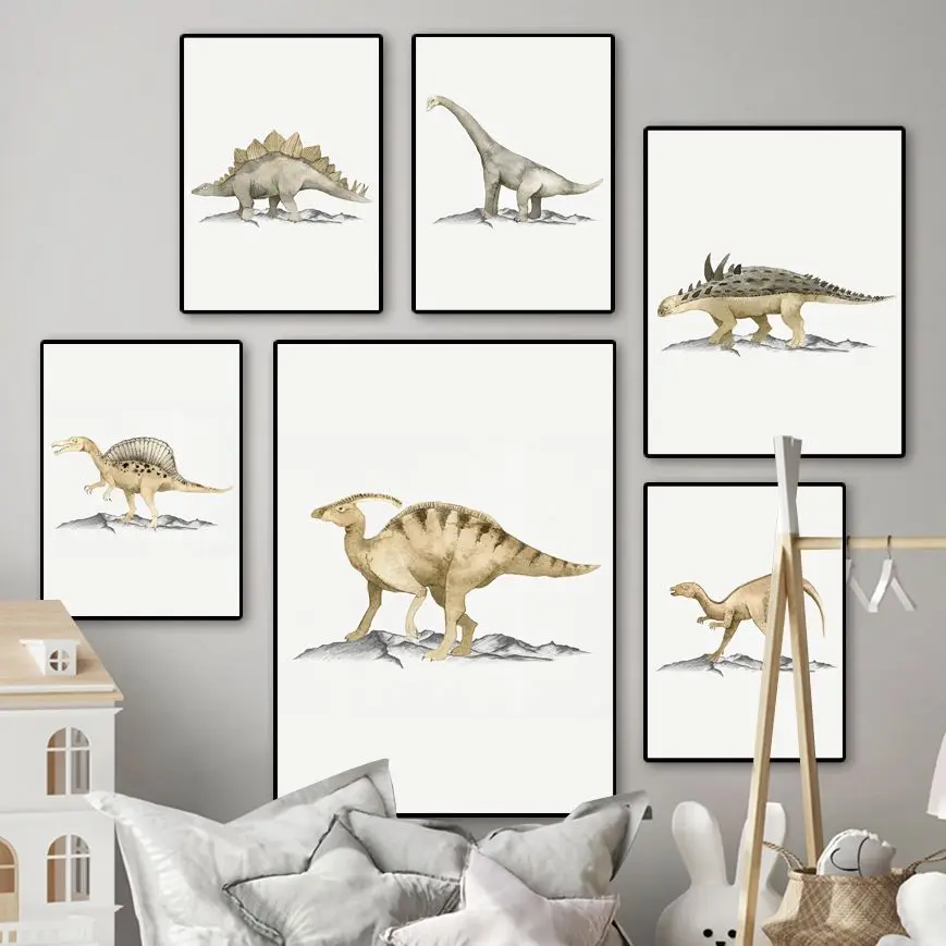 

Cartoon Dinosaur Wall Art Canvas Painting Nordic Posters And Prints Sabertooth Tyrannosaurus Wall Pictures For Kids Room Decor