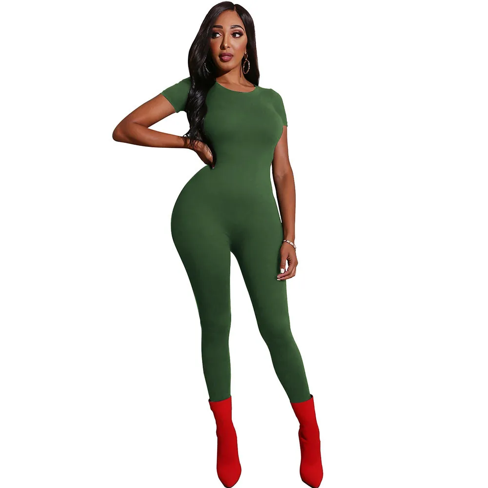 

Summer Jumpsuits for Women 2020 Short Sleeve O-neck Casual Bodycon Rompers Womens Jumpsuit Overalls Sportswear One Piece Outfits