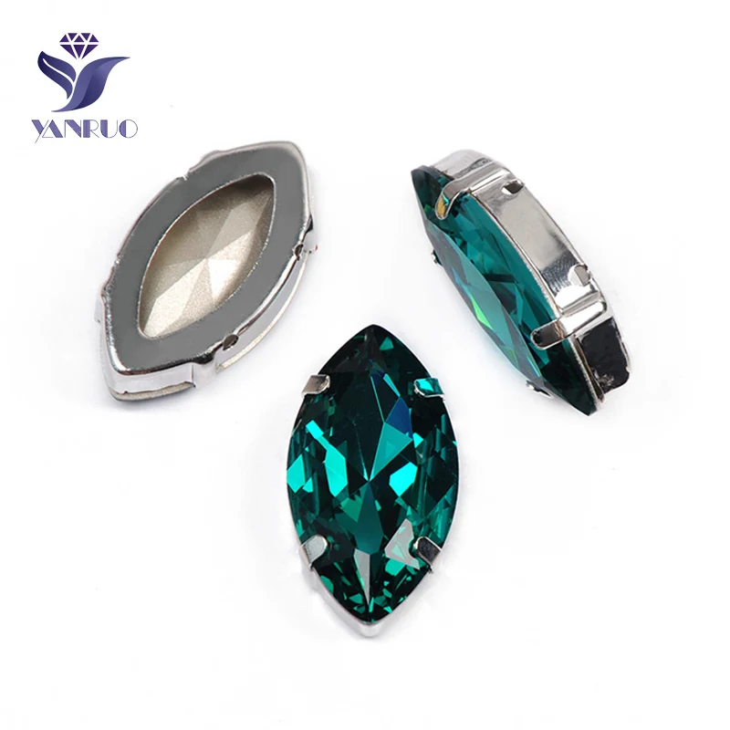 Blue Zircon Yanruo 4227 в огранке маркиза, пришивной Камни DIY Точка назад Лошадь Глаза стекло шитье стразами Кристаллы большие стразы для рукоделия - Цвет: Blue Zircon