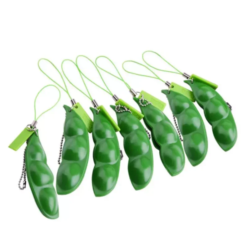 Забавный бесконечный Сжимаемый эдамаме выражение гороха Цепочка-Брелок