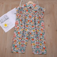 sleeveless girls jumpsuit 2021 summer floral children overalls pant for kids harem pants korean style girls palysuit