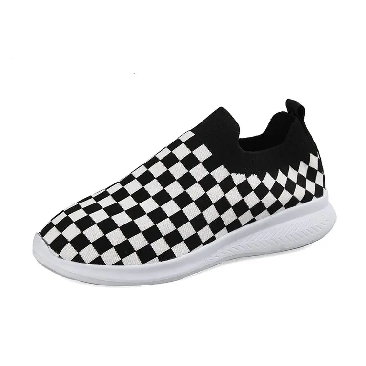 

36-42 Size Women's Sports Shoes Fashion Knit Socks Casual Shoes Zapatos Plaid Tennis Mujer Mesh Pull-on Breathable Zapatillas