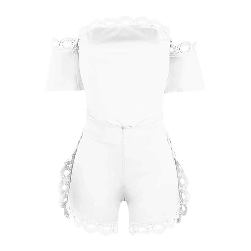 Lace Floral Sexy Women Playsuit Jumpsuit Hot Summer Slash Neck Short Sleeve Bodycon Romper Chic Party Outfits Clothes Set