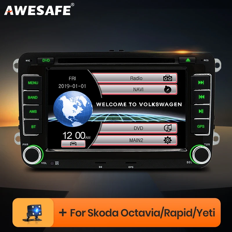 Awesafe 2 DIN 7 дюймов dvd плеер автомобиля Радио для VW/Skoda/Octavia/Altea/Мужские поло /Superb II GPS