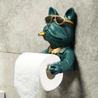 resin sunglasses dog figurin roll toilet tissue holder wall mounted tissue holder paper tissue box holder bathroom decor tissue