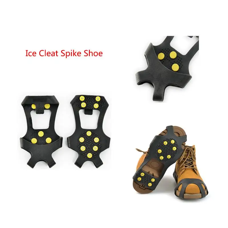 

1 пара в лед бутсы шип обуви 10 зуба кошки силиконовые Нескользящие бахилы для зимние прогулочные подледной рыбалки восхождение обувь; Зимня...