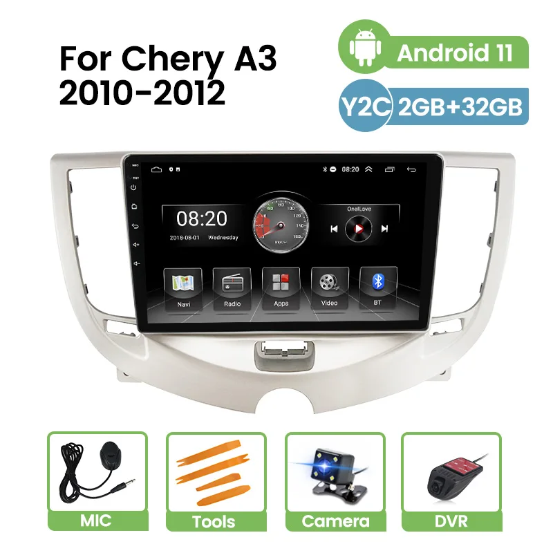 Автомобильный радиоприемник 2 Din Android GPS-навигация для Chery A3 2010-2012 2.5D HD экран