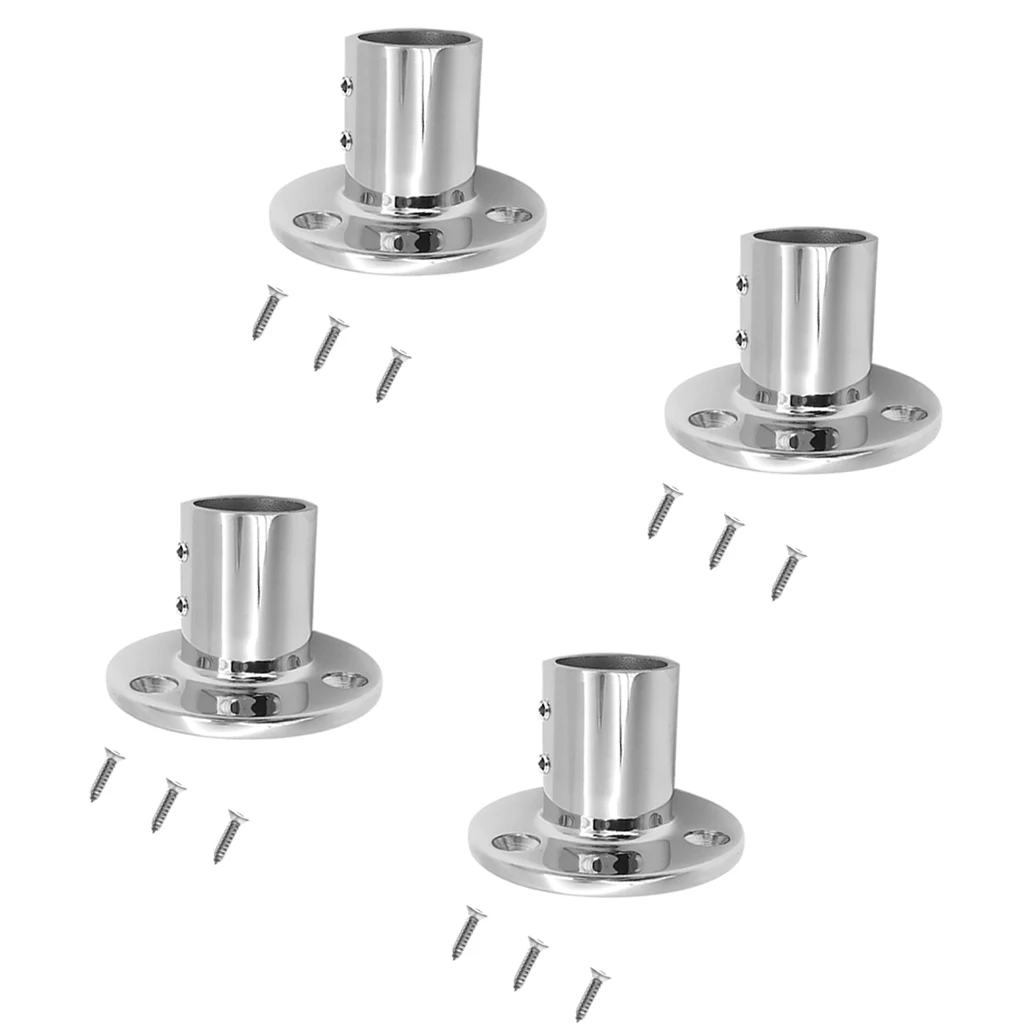 

4pcs Boat Hand Rail Fitting 90 Degree 7/8'' Round Stanchion Base Marine S.S316 with Mounting Screws