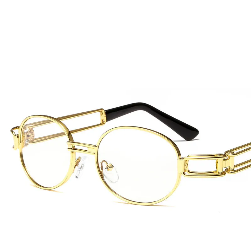 

Punk Steam Sunglasses Men and Women Sun Glasses Oval Metal Hollow Chain Prince Comfortable Nose Pads Oval Glasses