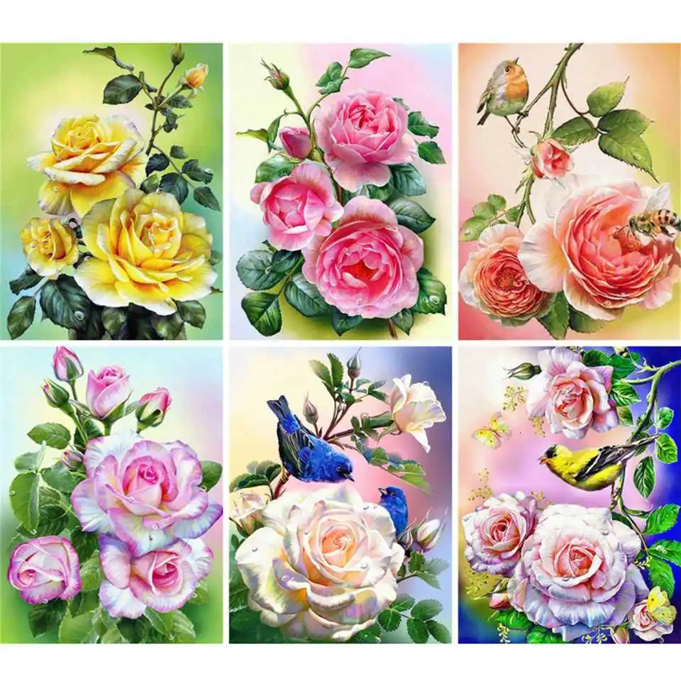 

AZQSD Diamond Painting Rose Cross Stitch Diamond Art Flower Home Decor Gift Embroidery Sale Full Square Handmade Rhinestones