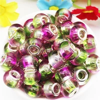 10 pcs colorful round loose spacer charms large hole european beads chain cord for women diy jewelry making fit pandora bracelet