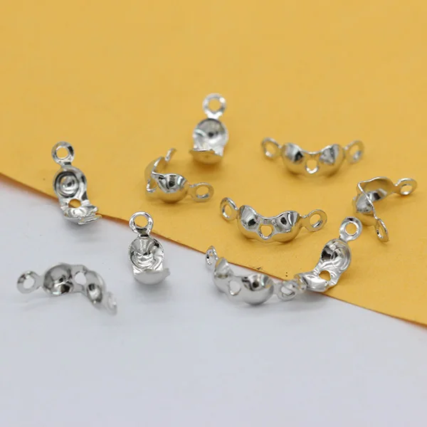 dull silver 4x8 мм золото/серебро/bnz калоты ожерелье кончик Обжимные бусины узел покрывает разъем застежка шар цепь ремесло Бисероплетение ювелирных изделий - Цвет: dull silver