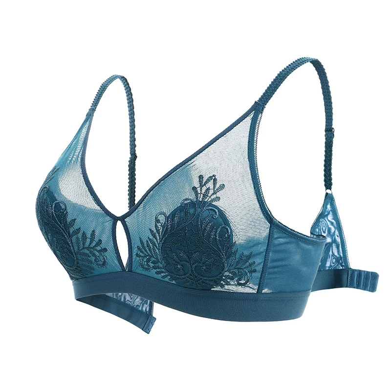 

Sexy Women's Underwear Bras Crystal Cup Push Up Bra Air Hole Lace Thin Style Gathered Without Steel Ring Transparent Bra