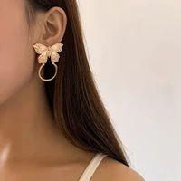 geometric korean fashion punk alloy metal gold cute butterfly womens earring stud earrings animal simple butterfly stud earring