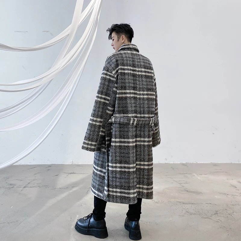 Мужская Уличная одежда винтажное шерстяное пальто ветровка с поясом верхняя для