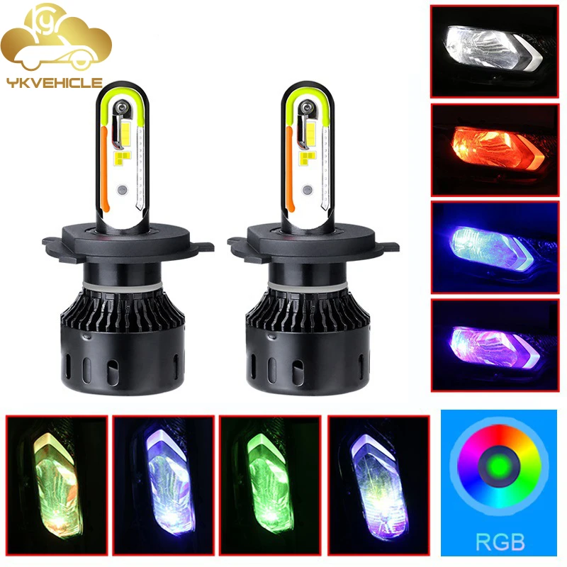 YKVEHICLE RGB светодиодный фонарь H4 H13 9004 9007 регулируемый цвет 6000K + 12 В Светодиодный