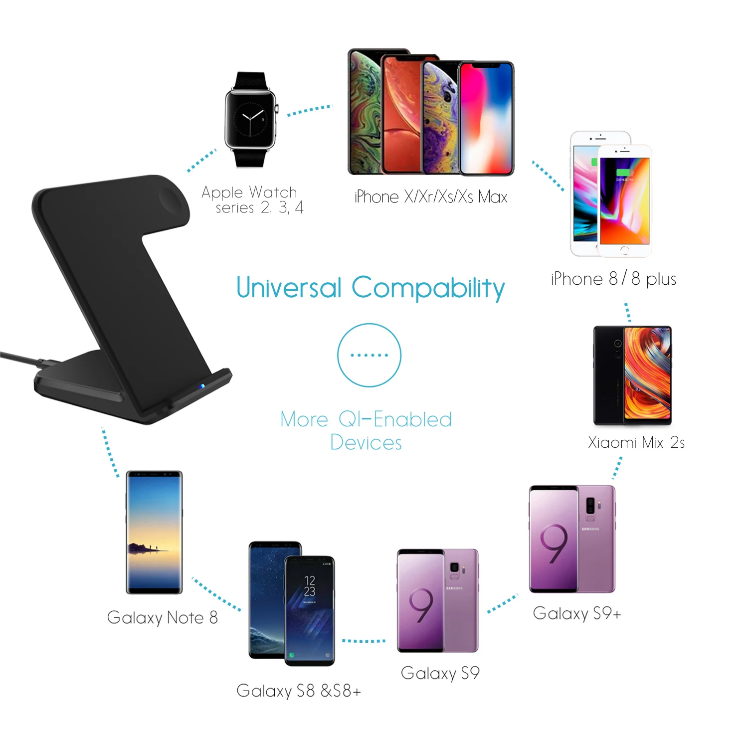 Быстрое зарядное устройство F11 2 en 1 для Apple watch 3 Qi iPhone X 8 Plus Samsung S9 S8 note | Электроника