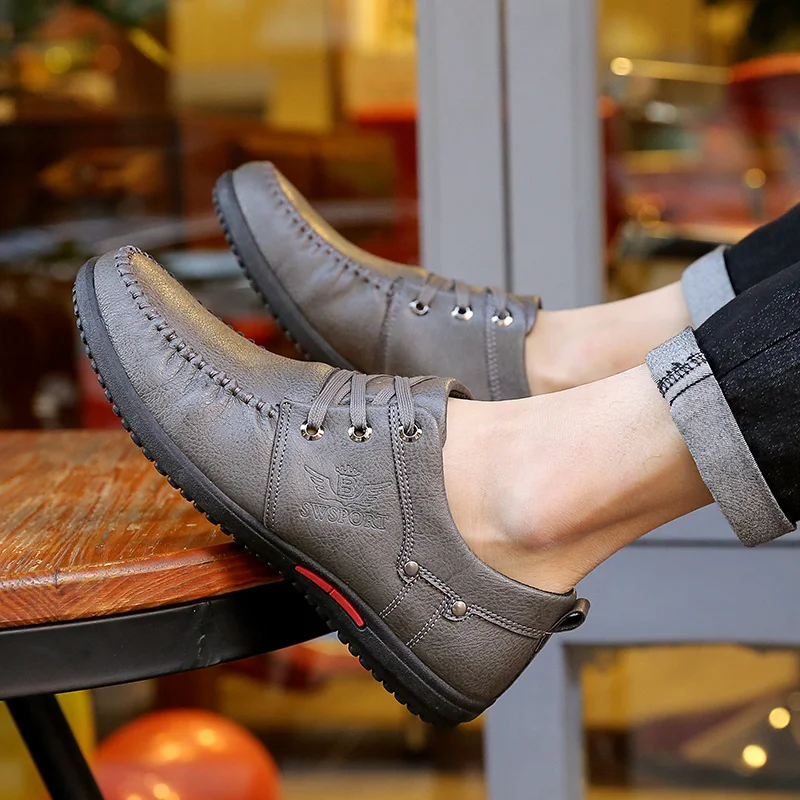 Лидер продаж мужская кожаная обувь на плоской подошве модная прогулочная
