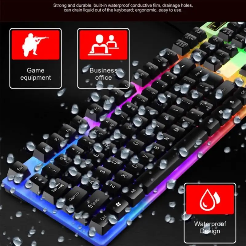 1 шт. Новый T6 Радужный USB проводной клавиатура Коврик для мыши комбинированная RGB