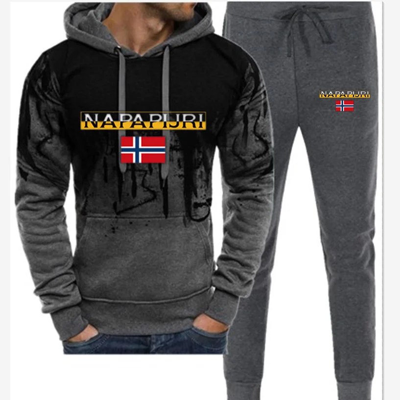 

Spring and Autumn Men's New Hoodie Tracksuit Sports Shirt + Sweatpants Jogging Suit Pullover Sweater Two-piece Set