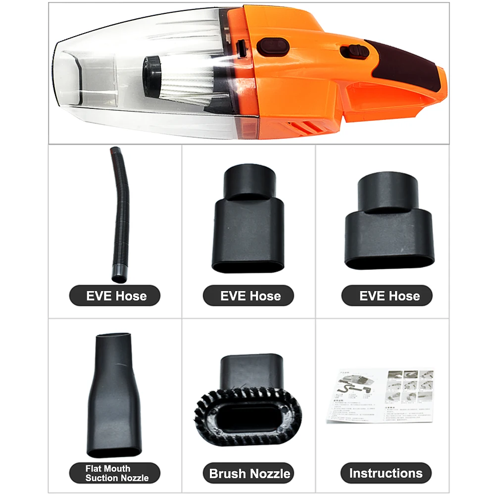 

120W Car Vacuum Cleaner for Car Portable Handheld Wet And Dry Dual Use 5 Meters Connector Cable with LED Light Multi Dust Hot