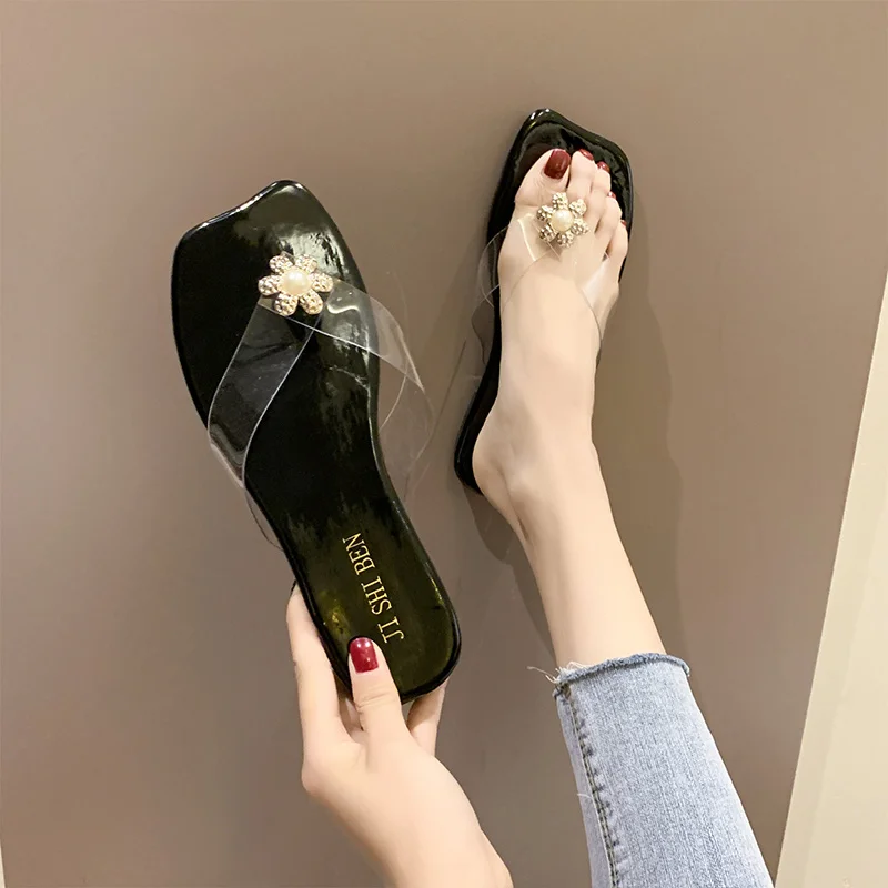 

Slippers Casual Shoes Woman 2021 Rubber Flip Flops Pantofle String Bead Shale Female Beach Platform Luxury Summer Flat Hawaiian