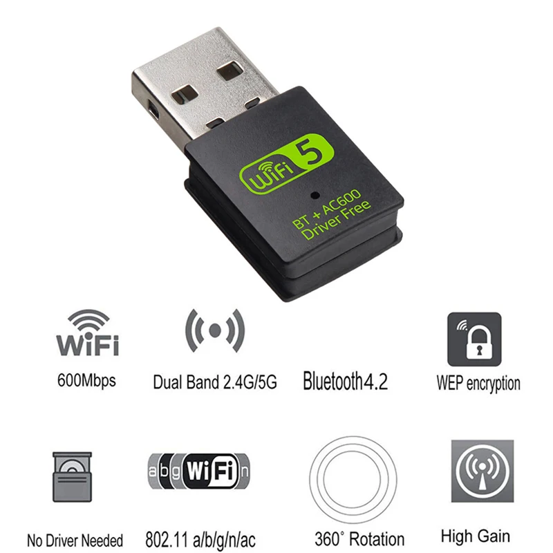 600 Мбит/с USB WiFi Bluetooth адаптер двухдиапазонный 2 4/5 8 ГГц Беспроводной внешний